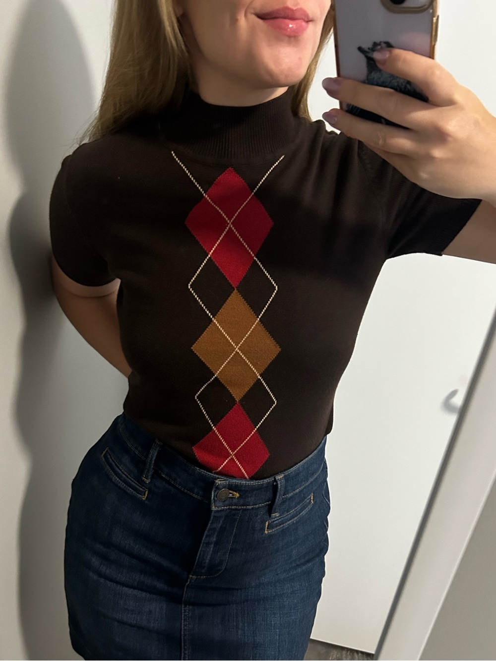 Vintage Argyle Sweater Top